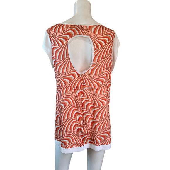 MSK Collection Orange Print Tunic Blouse with Raw Trim sz 44=XL - Picture 2 of 11
